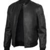 Men's Bryan Black Bomber Leather Jacket – Minimalist Edition