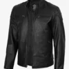Men's Black Lambskin Leather Biker Style Jacket