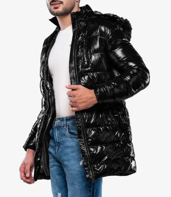 Carlos Men's Duck Down Black Puffer Jacket with Hood