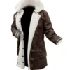 Men's Brown Bane Sherpa Leather Coat - Swedish Winter Coat