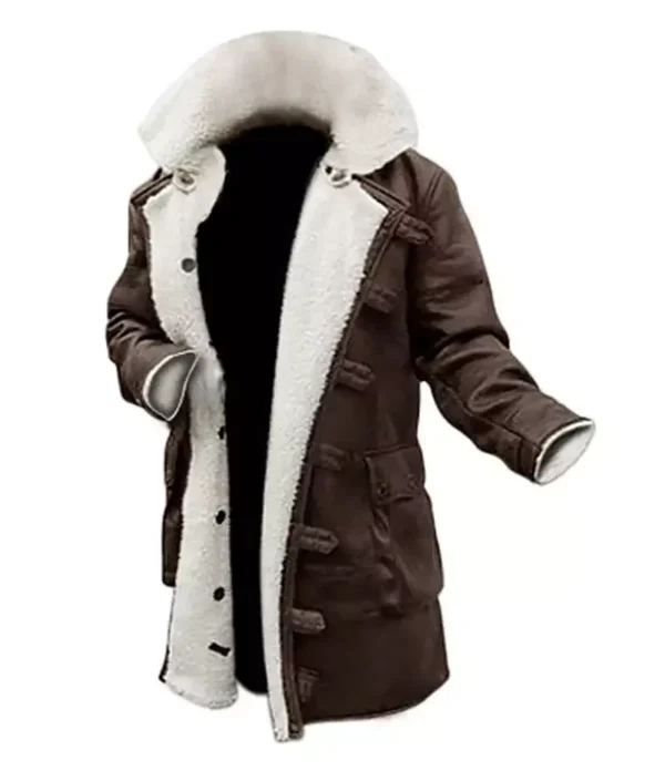 Men's Brown Bane Sherpa Leather Coat - Swedish Winter Coat