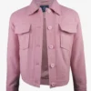 Women’s Classic Pink Wool Button-Up Jacket - Trucker Style