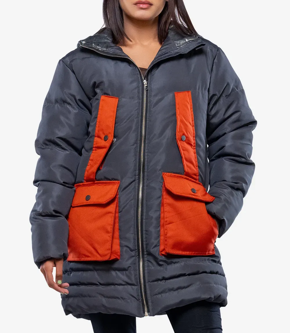 Reid Womens Every Dark Grey Rusk Puffer Jacket With Hood Reid Womens Every Dark Grey Rusk Puffer Jacket With Hood