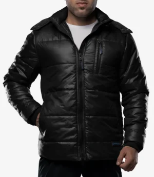 Salvador Men’s Black Puffer Jacket – Hooded | Down Insulated