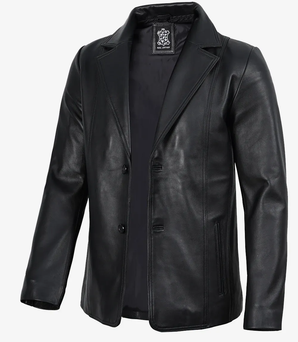Mens Black Leather Blazer Jacket Mens Black Leather Blazer Jacket