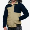 Walter Mens Duck Down Beige and Blue Puffer Jacket with Hood