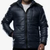 Salvador Men's Navy Blue Hooded Puffer Jacket – Winter Down Jacket