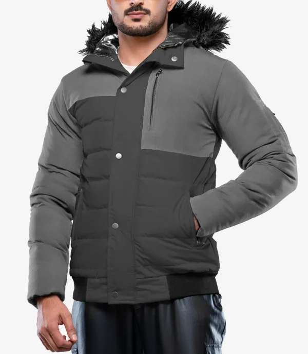 Walter Men’s Duck Down Dark Gray Puffer Jacket with Hood