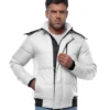 Men’s White Puffer Jacket – Faux Fur Hood