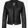 Bergamo Womens Black Biker Style Leather Jacket