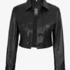 Womens Cropped Black Leather Jacket