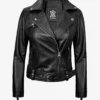 Women's Black Asymmetrical Biker Style Leather Jacket