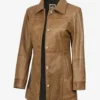 Womens Real Leather Camel Brown Coat