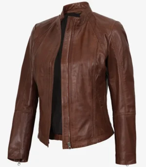 Acerra Women's Slim Fit Biker Style Leather Jacket