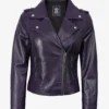 Women's Lambskin Asymmetrical Purple Biker Style Jacket