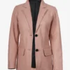 Womens Two Button Pink Leather Blazer