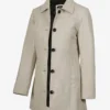 Women's Real Leather Off White 3/4 Length Coat