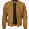 Men's Light Brown Suede Bomber Jacket