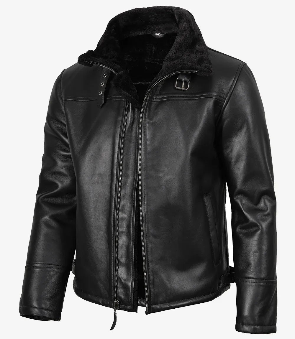 Men's B3 Bomber Black Shearling Leather Jacket Men's B3 Bomber Black Shearling Leather Jacket