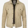 Men's Classic Camel Suede Trucker Style Jacket