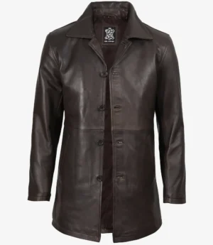 Winchester Distressed Brown Car Coat Mens Vintage Style Leather Jacket