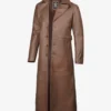 Men's Full Length Brown Leather Coat - Duster Coat