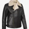 Men's Dark Brown Biker Style Shearling Leather Jacket