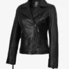 Ramsey Women's Asymmetrical Black Leather Biker Style Jacket