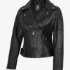 Womens Real Leather Black Biker Style Jacket