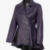 Womens Asymmetrical Purple Leather Peplum Jacket