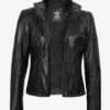 Acerra Womens Slim Fit Black Biker Style Leather Jacket