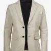 Men's Two Button Notch Lapel Off White Leather Blazer
