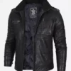 Men's Black Washed Leather Biker Style Jacket