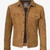 Men's Real Tan Suede Trucker Jacket
