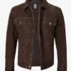Men's Dark Brown Trucker Suede Jacket