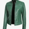 Women's Green Biker Style Leather Jacket