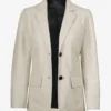 Womens Two Button Off White Leather Blazer