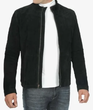Men's Classic Black Suede Biker Style Jacket