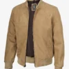 Men's Camel Suede Bomber Jacket