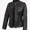 Womens Distressed Brown Biker Style Leather Jacket