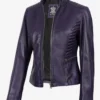 Rachel Womens Purple Biker Style Leather Jacket