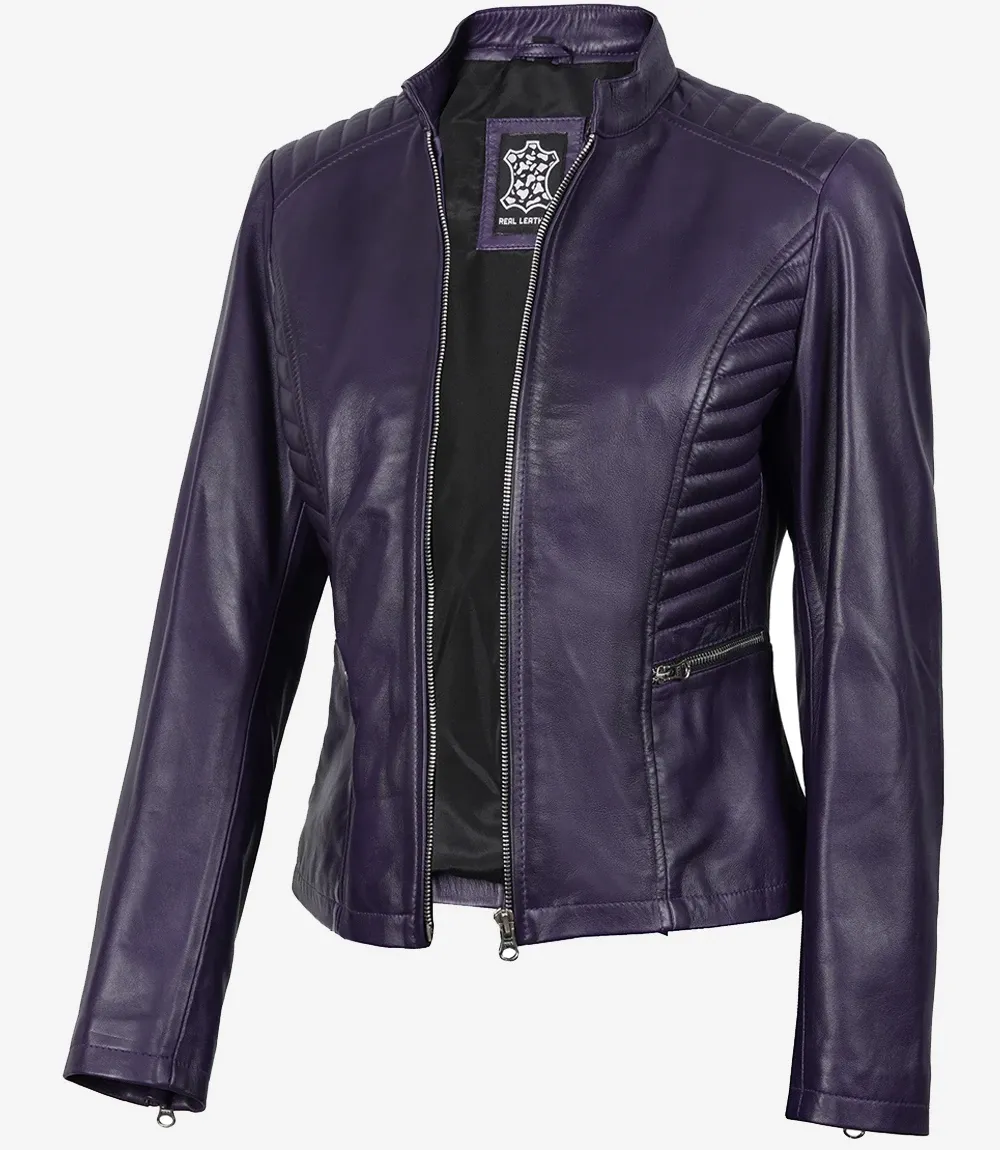 Rachel Womens Purple Biker Style Leather Jacket Rachel Womens Purple Biker Style Leather Jacket