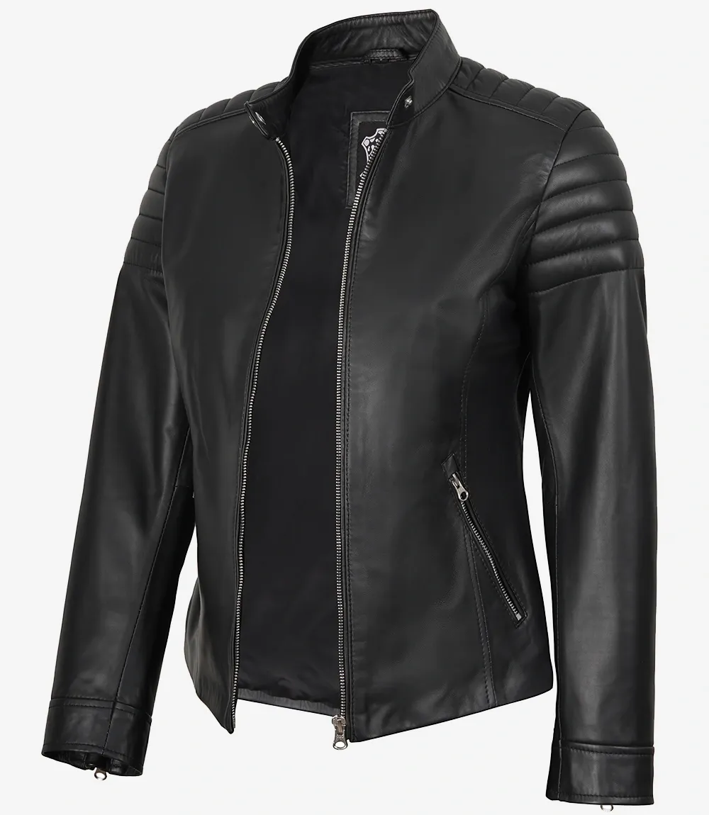 Carrie Black Leather Jacket for Women - Biker Style Carrie Black Leather Jacket for Women - Biker Style