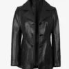Bitonto Womens 3/4 Length Black Leather Coat