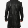 Men's 3/4 Length Black Leather Shearling Coat