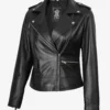 Amber Women's Black Leather Asymmetrical Biker Style Jacket