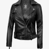 Women's Black Asymmetrical Biker Style Leather Jacket