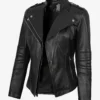 Women's Black Lambskin Leather Biker Style Jacket
