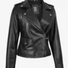 Amber Women's Black Leather Asymmetrical Biker Style Jacket