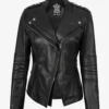 Women's Black Lambskin Leather Biker Style Jacket